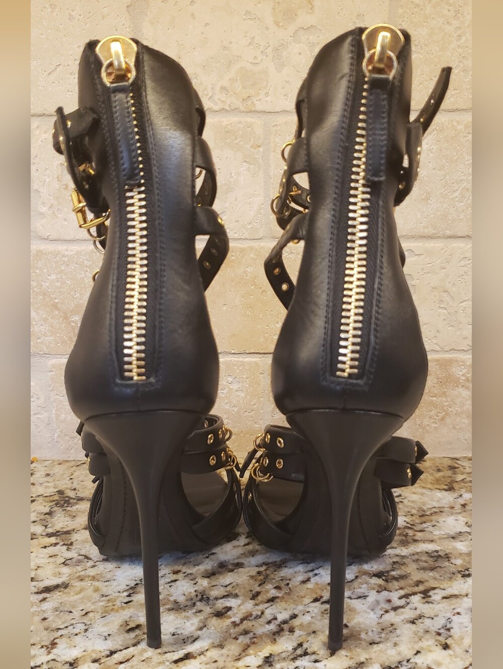 Giuseppe Zanotti Black Leather Piercing Cage Stiletto 37/7 - Picture 7 of 10